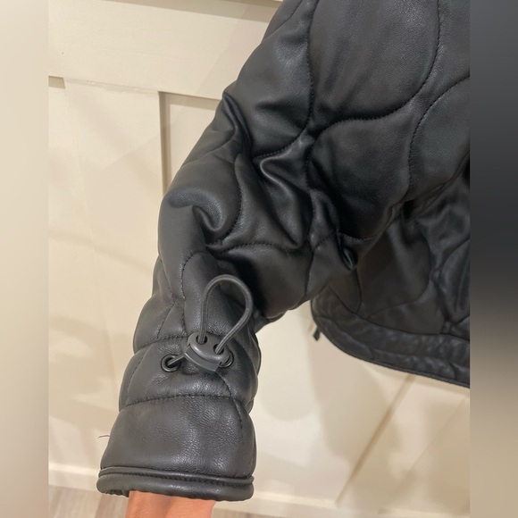 Slate & Willow Quilted Faux Leather Black Jacket Size Small - Picture 11 of 16